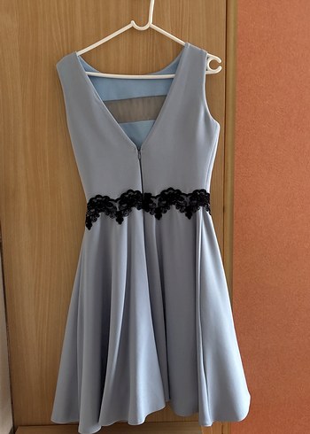 Mavi Kemer Detaylı Midi Abiye Elbise 34 Beden - Görsel 2