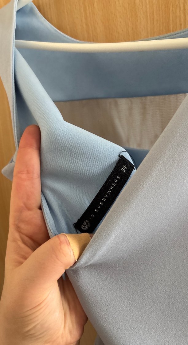 Mavi Kemer Detaylı Midi Abiye Elbise 34 Beden - Görsel 3