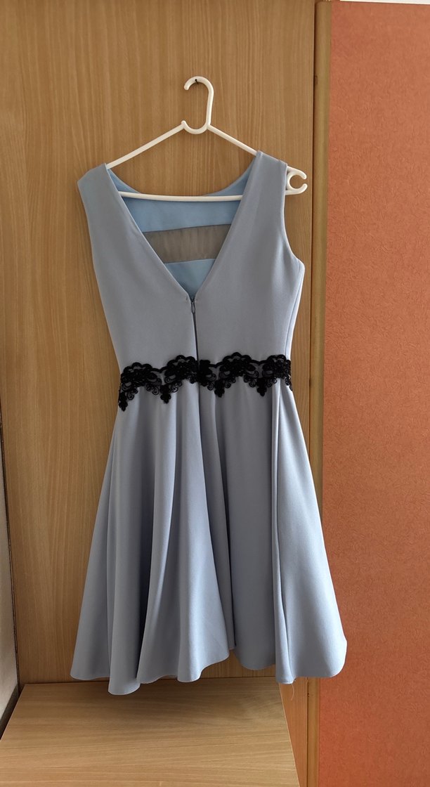 Mavi Kemer Detaylı Midi Abiye Elbise 34 Beden - Görsel 2