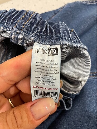 18-24 Ay Beden mavi Renk HelloBaby 1,5 Yaş Erkek Bebek Beli Lastikli Pantolon