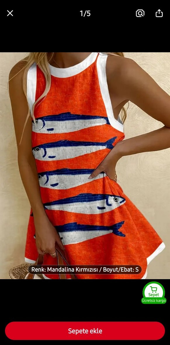 Askısız, Kısa Mini Bohem Elbise - Görsel 3