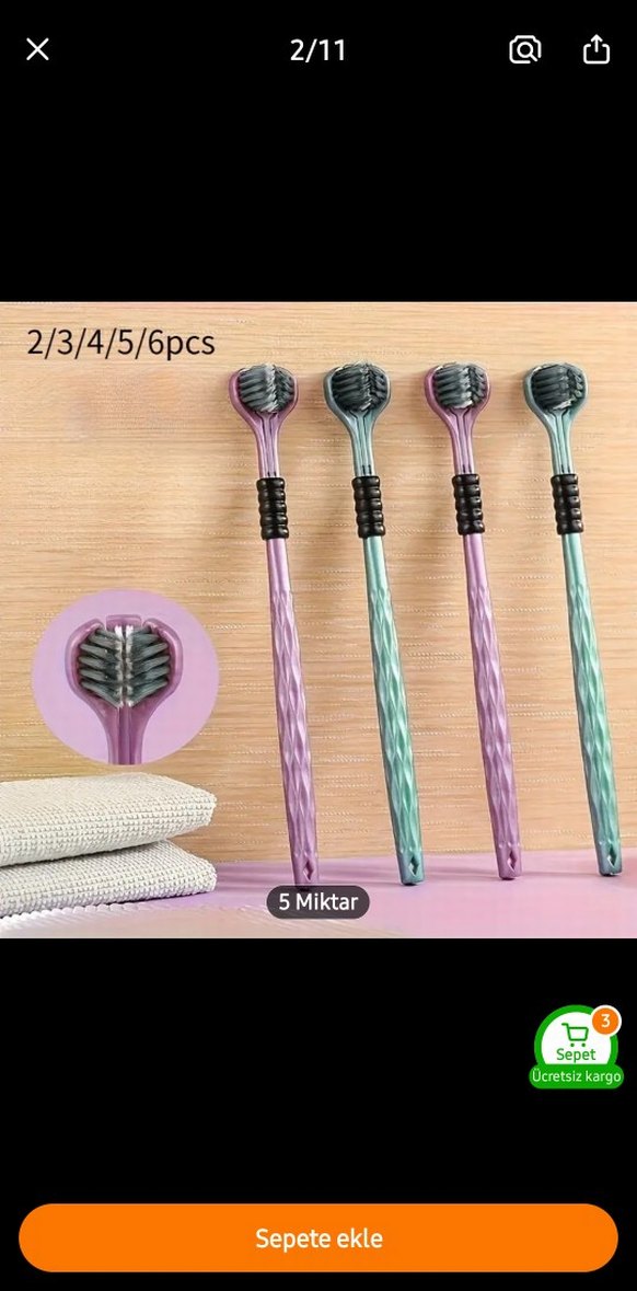 18 cm Diş Fırçası - 3 Adet yumuşak - Görsel 3
