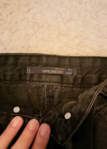 Diğer Kemer Detaylı Siyah Denim Mini Etek