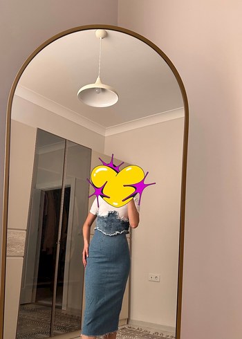 Midi Denim Kalem Etek