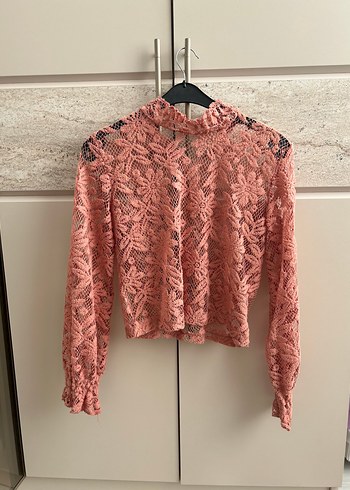 Dantel Detaylı Pastel Pembe Bohem Bluz