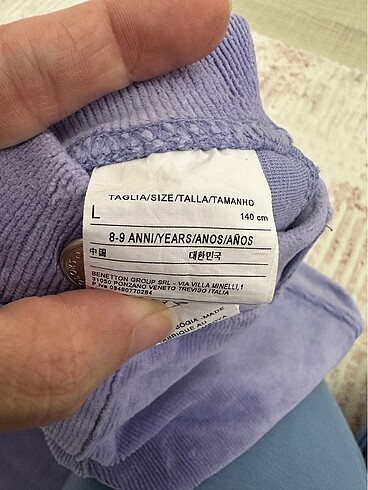7 Yaş Beden çeşitli Renk Benetton jogger kadife pantolon
