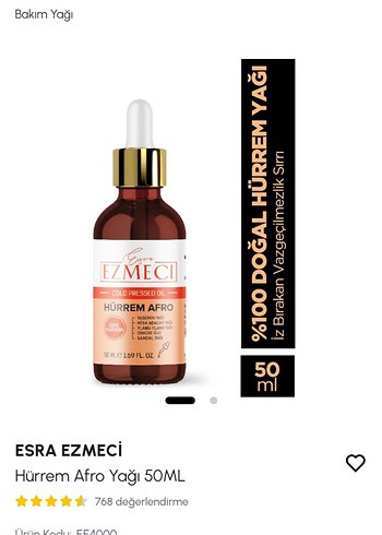 Diğer Hürrem Afro Bakım Yağı 50ML Esra ezmeci
