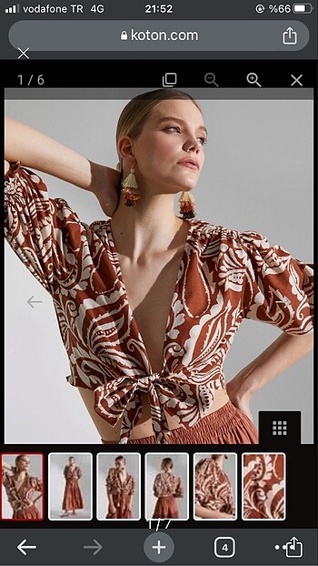 Etnik desenli crop bluz