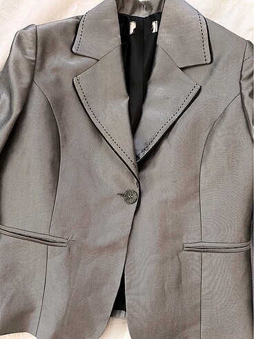 m Beden gri Renk office siren parlak blazer ceket