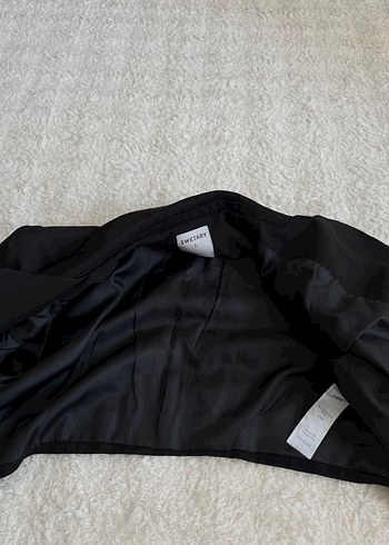 Düğmeli Siyah Crop Kadın Blazer Ceket - Görsel 3