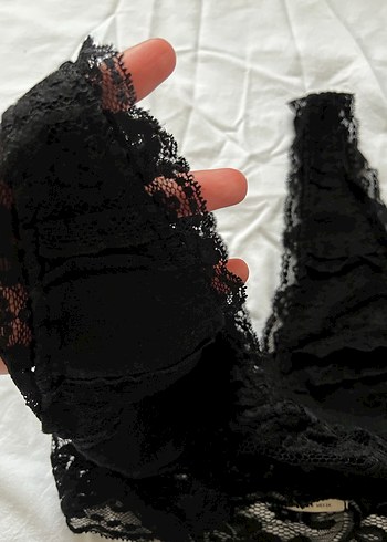 Kadın Siyah Dantel Goth Bralet - Görsel 4