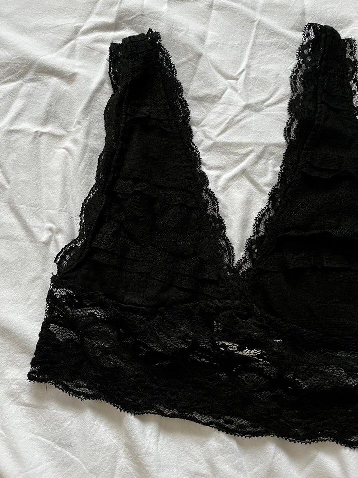 Kadın Siyah Dantel Goth Bralet - Görsel 2