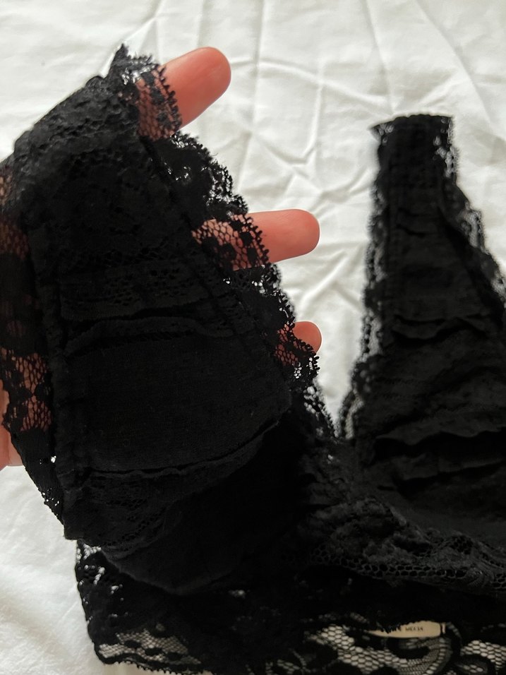 Kadın Siyah Dantel Goth Bralet - Görsel 4