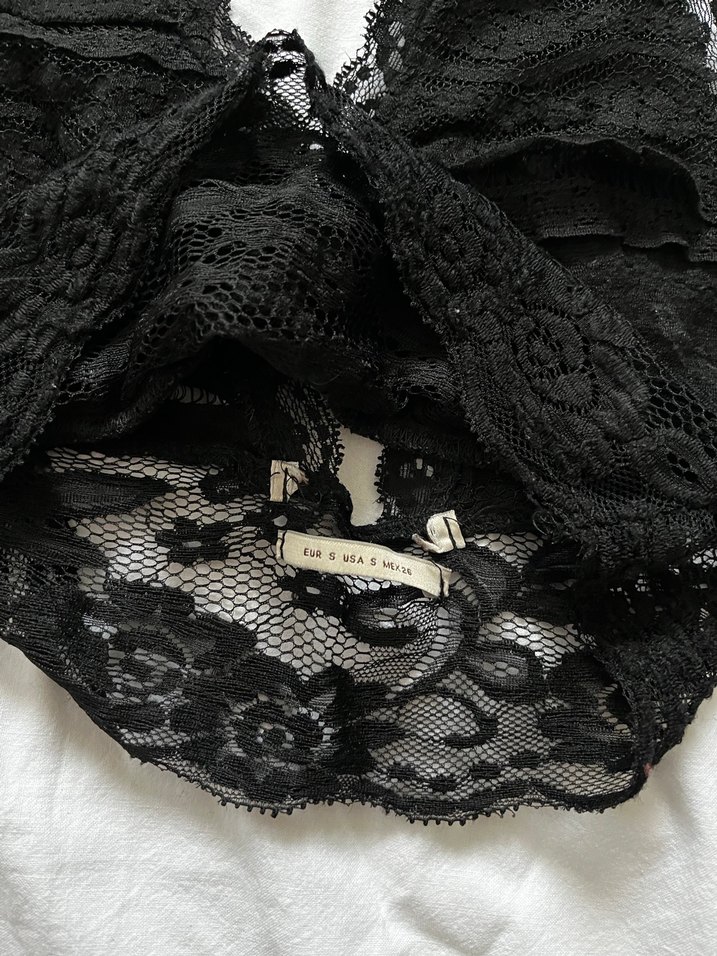 Kadın Siyah Dantel Goth Bralet - Görsel 3