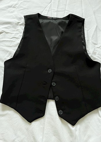 Düğmeli Siyah Kadın Yelek - Görsel 2