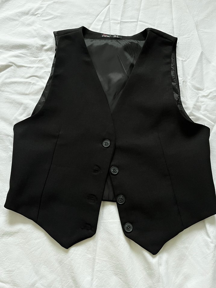 Düğmeli Siyah Kadın Yelek - Görsel 2