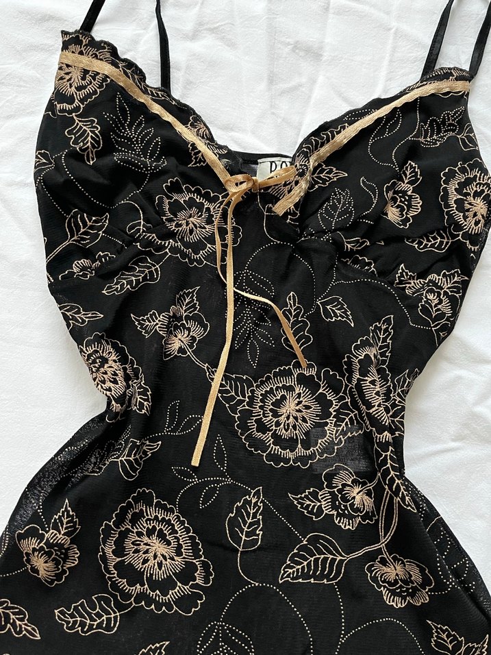 Dantel İşlemeli Siyah Transparan Strappy Büstiyer - Görsel 2