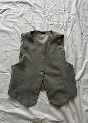 Düğmeli Gri Kadın Yelek - Görsel 3