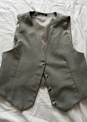 Düğmeli Gri Kadın Yelek - Görsel 2