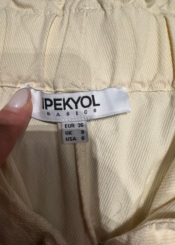 36 Beden Düğmeli Beyaz Kadın Keten Pantolon