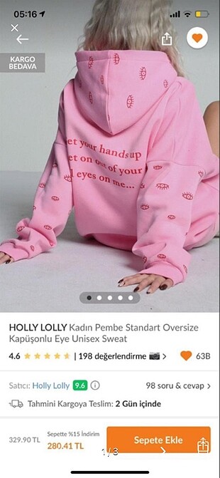 holly lolly pembe sweat