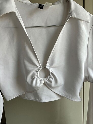 s Beden h&m beyaz crop bluz gömlek temiz