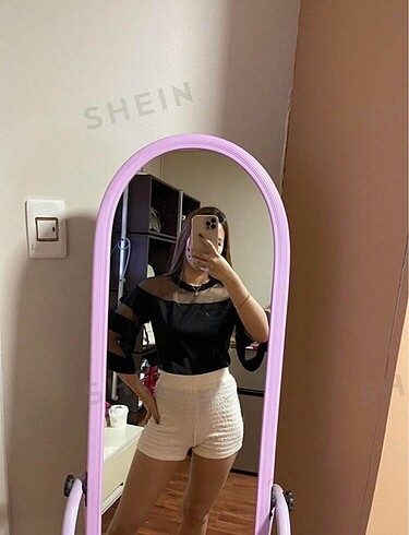 xs Beden shein kısa ekru mini şort
