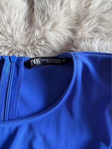 Zara zara bel dekolteli saks mavisi body