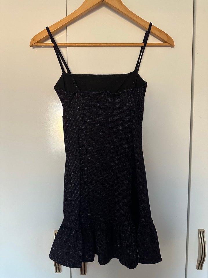 Siyah simli mini elbise - Görsel 3