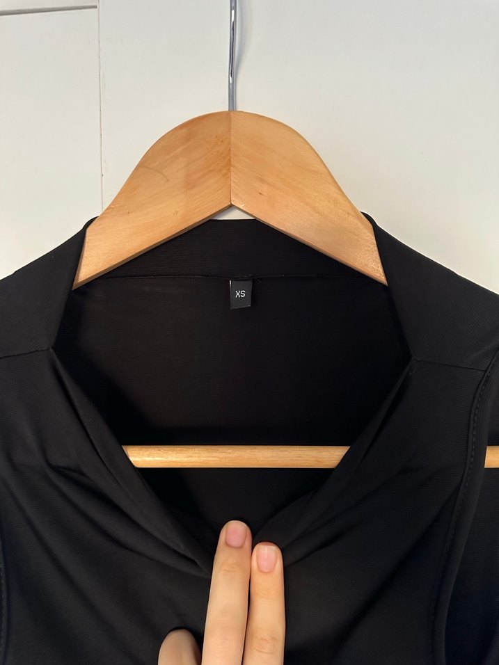 Uzun Siyah Drapeli Kadın Elbise - Görsel 2