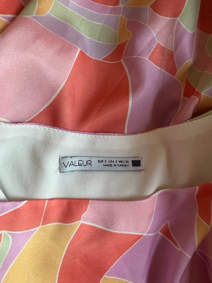 Pastel Renkli Bağcıklı Midi Elbise - Görsel 3