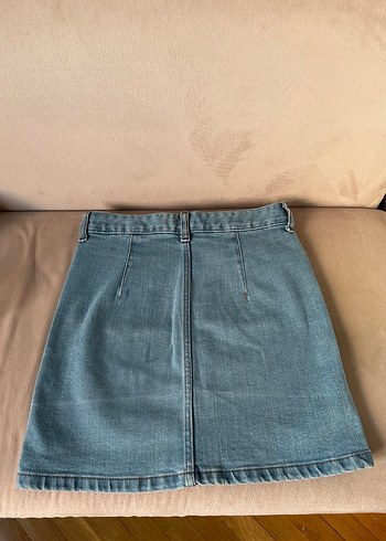 Düğmeli Bej Mimi Kot Etek - Görsel 2