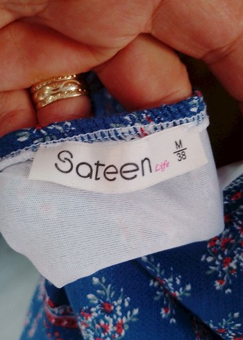 m Beden mavi Renk Mavi Bohem Dantel Detaylı Uzun Elbise