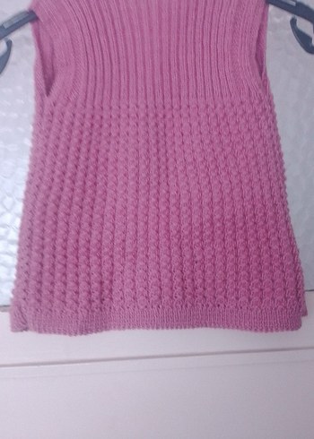 Kız Çocuk Pembe V Yaka Örme Süveter - Görsel 5