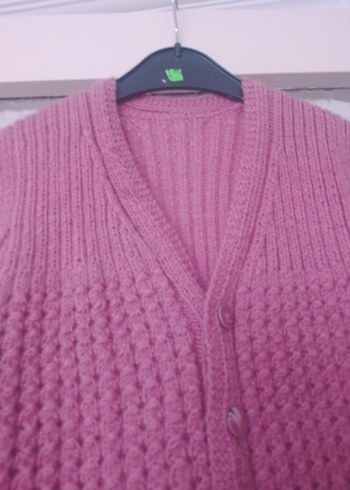 Kız Çocuk Pembe V Yaka Örme Süveter - Görsel 6