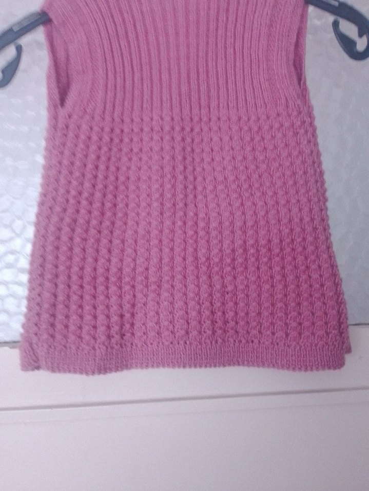 Kız Çocuk Pembe V Yaka Örme Süveter - Görsel 5