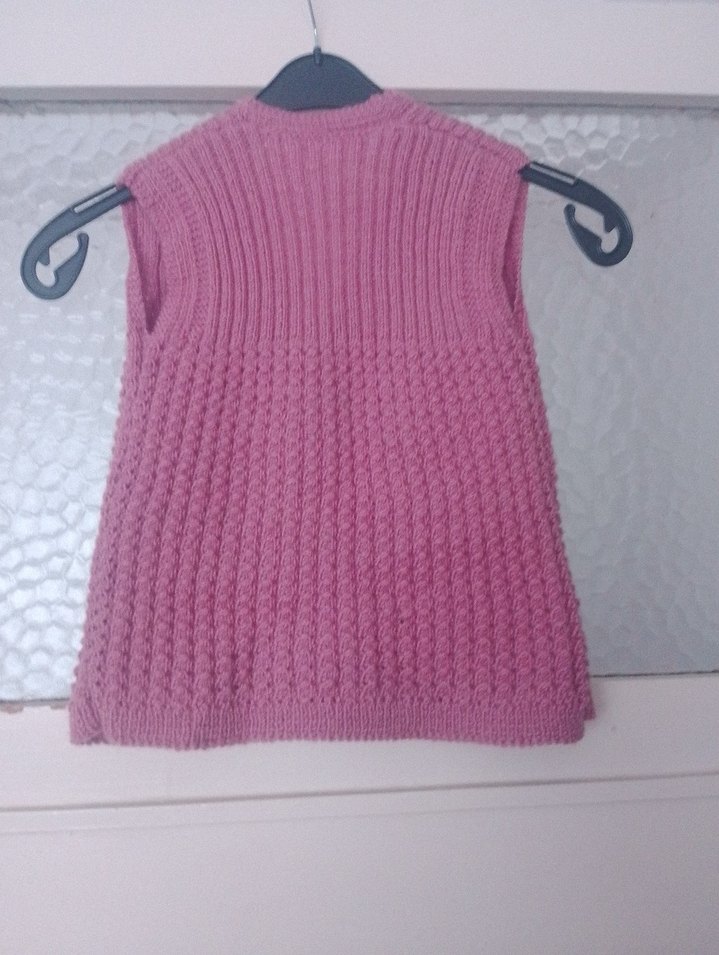 Kız Çocuk Pembe V Yaka Örme Süveter - Görsel 4