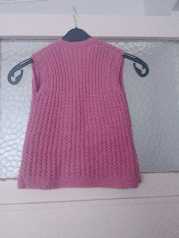 Kız Çocuk Pembe V Yaka Örme Süveter - Görsel 3