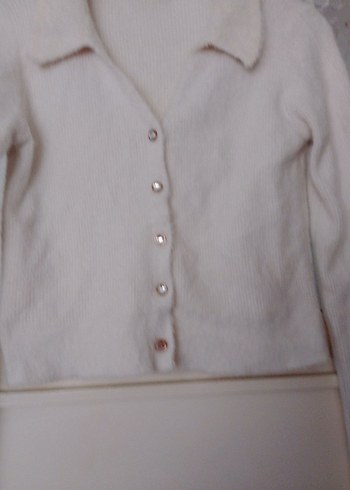 ADİL IŞIK marka Düğmeli Beyaz Uzun Kollu Triko Hırka - Görsel 8