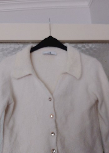 ADİL IŞIK marka Düğmeli Beyaz Uzun Kollu Triko Hırka - Görsel 4