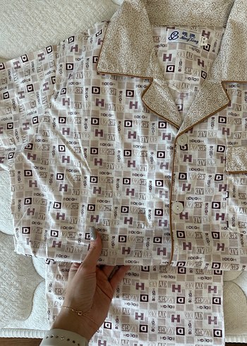 Bej Desenli Erkek Kısa Kollu Pijama Takımı - Görsel 2