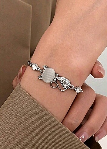  Beden gri Renk Kedi gözü opal taşlı bileklik