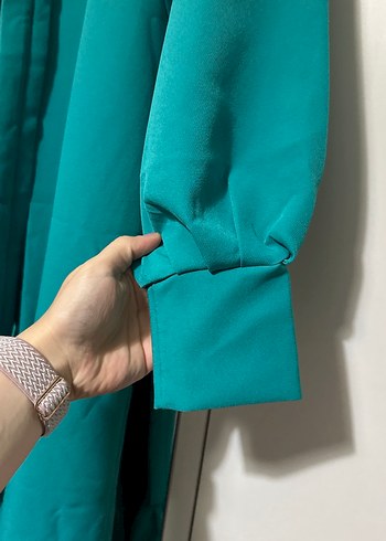 Uzun Turkuaz Kadın Elbise - Görsel 2