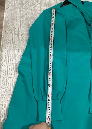 Uzun Turkuaz Kadın Elbise - Görsel 6