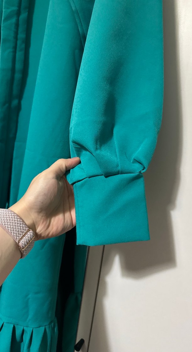 Uzun Turkuaz Kadın Elbise - Görsel 2