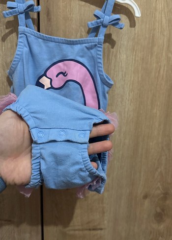 Kız Çocuk Pembe Flamingo Desenli tulum - Görsel 5