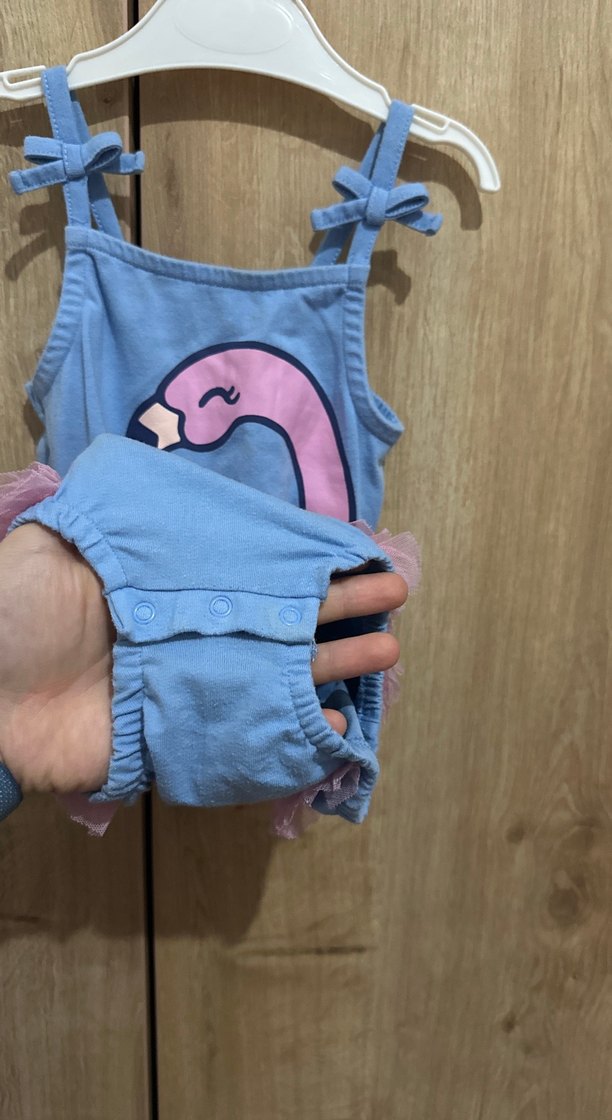 Kız Çocuk Pembe Flamingo Desenli tulum - Görsel 5