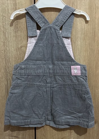 Düğmeli Gri Kız kadife Elbise - Görsel 4