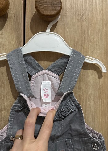 Düğmeli Gri Kız kadife Elbise - Görsel 3