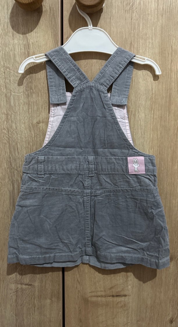 Düğmeli Gri Kız kadife Elbise - Görsel 4